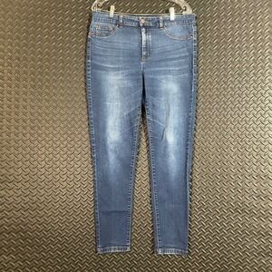 Jones New York High Rise Essex Skinny Jeans Women Size 14‎ Dark Wash Denim Pants